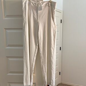 Women’s wide-leg pinstriped trousers